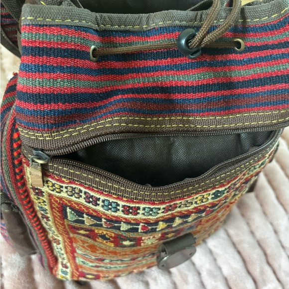 Boho Backpack with Handwoven Rug Front – Artisan, Never Used main image 6